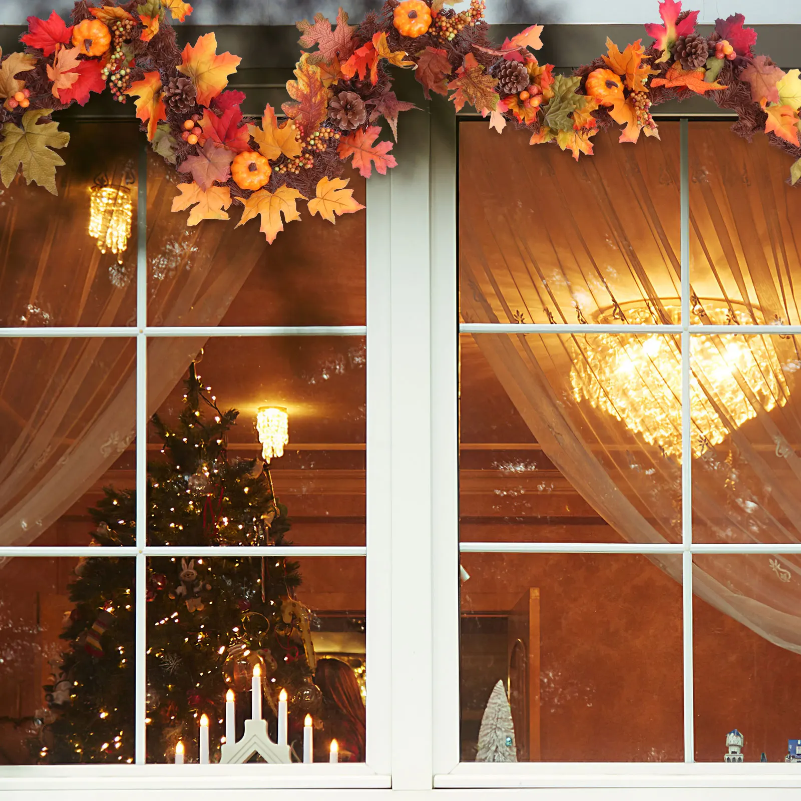 

1.8m/70.74inch Harvest Maple Leaf Garland Artificial Fall Foliage Garland Autumn Hanging Fall Leave Vines Thanksgiving Decor