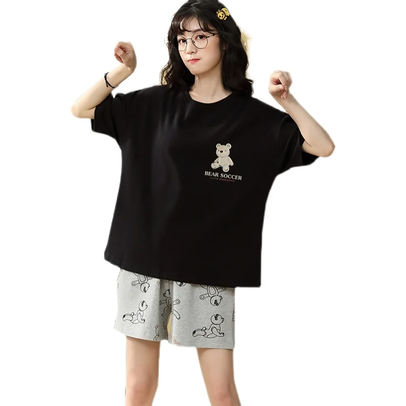 

Pajamas Women's Summer Cotton Short Sleeve Shorts Home Wear Summer Thin Cotton Sweet Japanese Cute Princess Style