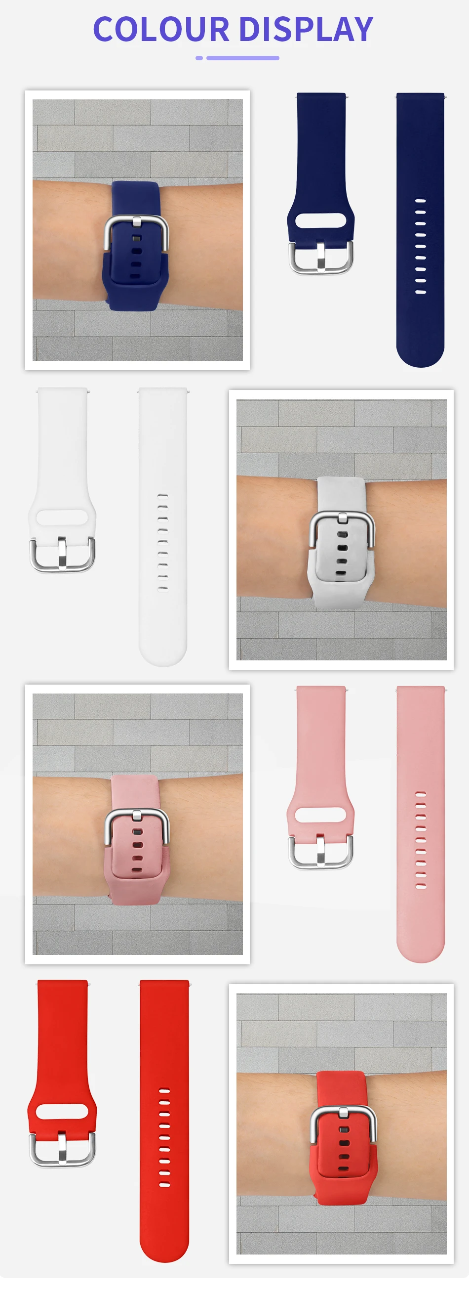 Силиконовый ремешок BOORUI для браслета Huami Amazfit Bip 20/22 мм для samsung Galaxy watch Active Band с модными цветами
