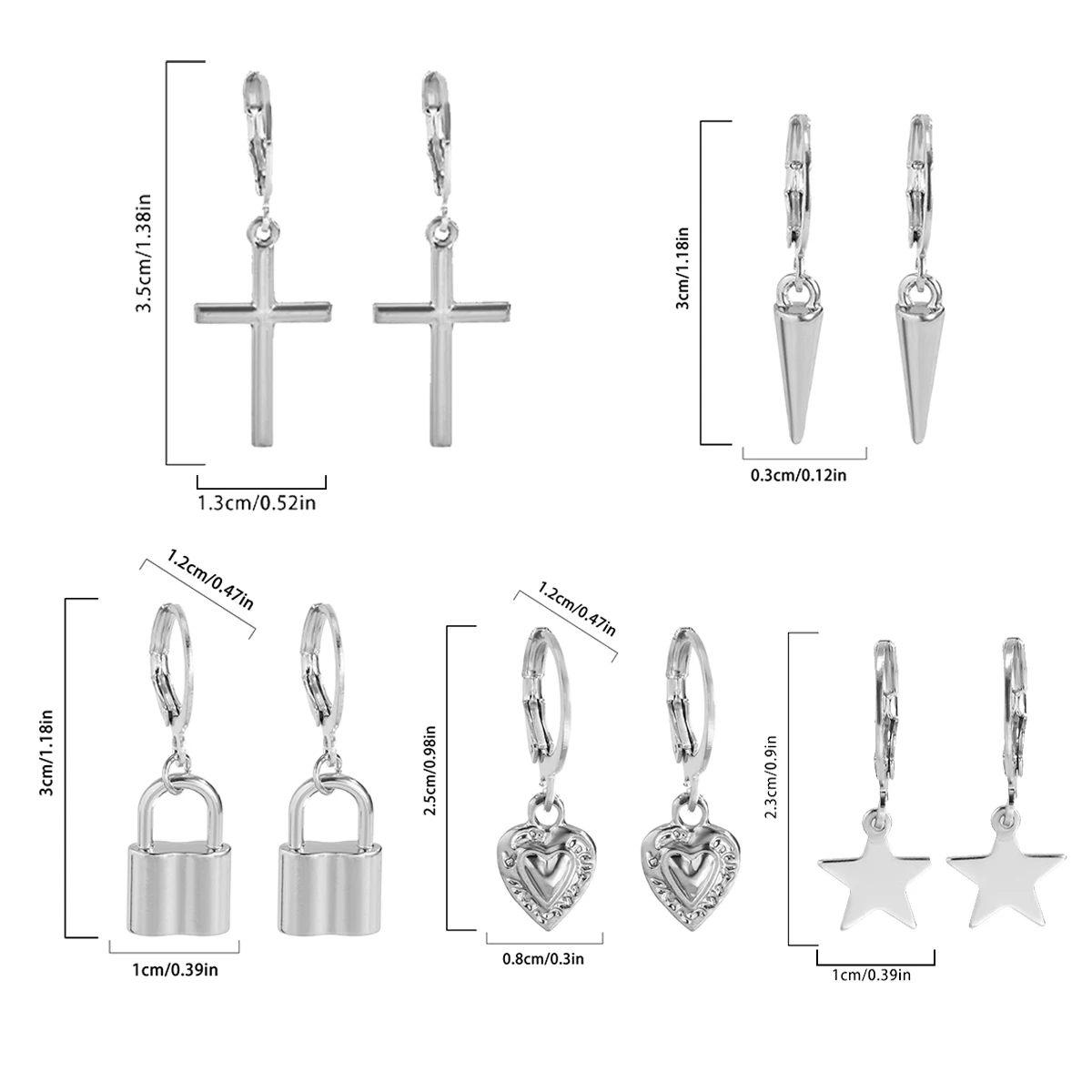 

SHIXIN Simple Fashion Heart/Cross/Star/Padlock Pendants Earrings for Women/Girls Trendy Summer Drop Earrings Jewelry 2021 Female