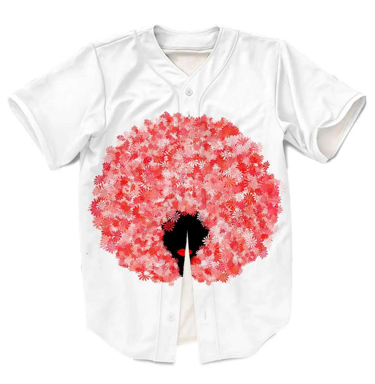 

Real American Size Natural Nature Hair Woman Crown 3D Sublimation Print Custom made Button up Jersey plus size