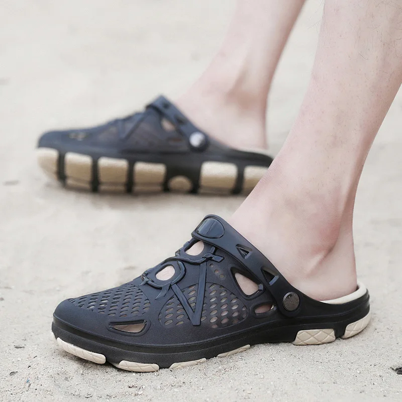 Фото Мужские Пляжные шлепанцы повседневные сандалии без застежки дышащие для улицы