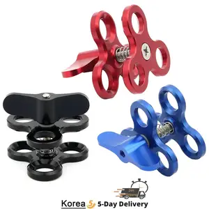 Тройной Шаровой Зажим с 3 отверстиями, кронштейн для подводного погружения, фотография факела, алюминиевые огни для дайвинга, Шаровой Зажим для бабочки