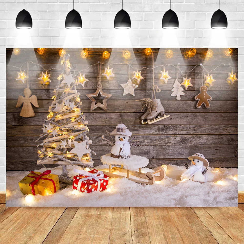 Фотофон Зима Снеговик фотосессия Рождественская елка подарок мальчик игрушка