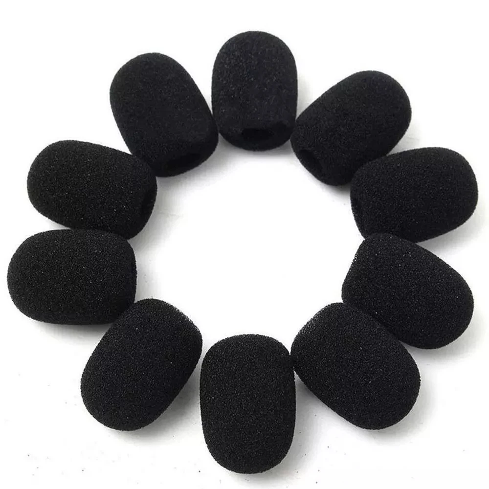 10Pcs Black Mic Protector Replacement Headset Foam Covers Windscreen Windshield Sponge Microphone Cover for Meeting | Электроника