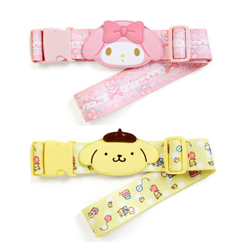 Cute Cartoon Anime Luggage Strap Stretch Suitcase Belt Kawaii Travel Accessories Leather Baggage Luggage Tag Name Tags
