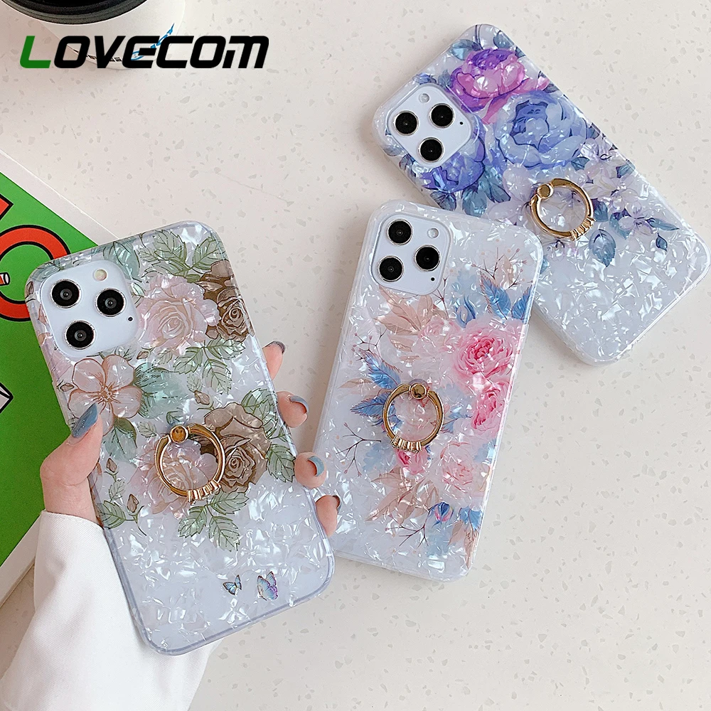 Чехол для телефона LOVECOM с цветочным рисунком iPhone 11 Pro Max 12 XR XS 6 6S 7 8 Plus мягкий чехол
