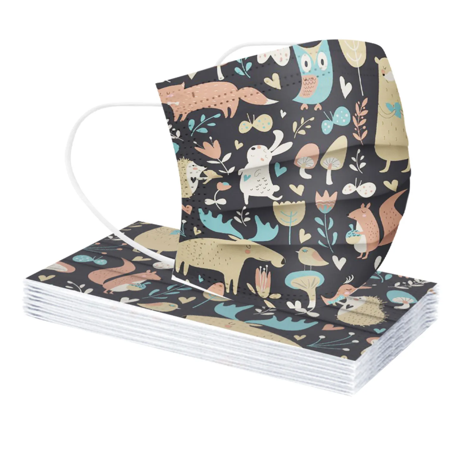 Маска рта одноразовая с мультяшным принтом для мужчин и женщин пылезащитная