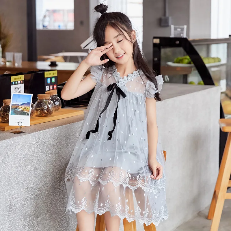 Платье для маленьких девочек 2021 летние платья газовое детское платье с цветочным