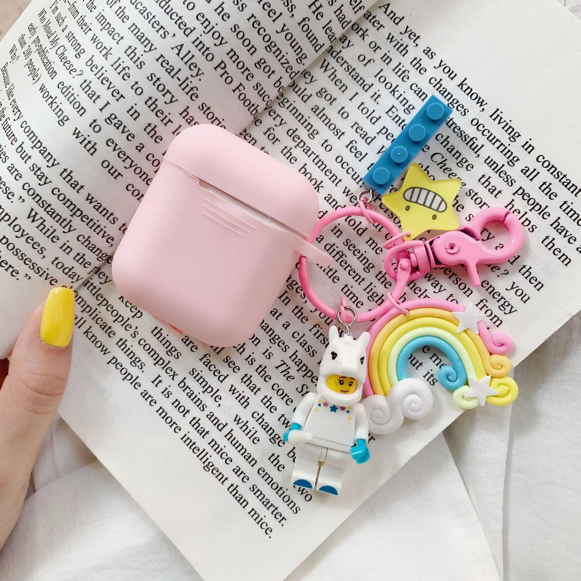 Японская Милая мультяшная гарнитура чехол для AirPods Cinnamoroll Melody Kuromi Buzz Toy беспроводной Bluetooth наушники чехол s с подвеской - Цвет: Серый