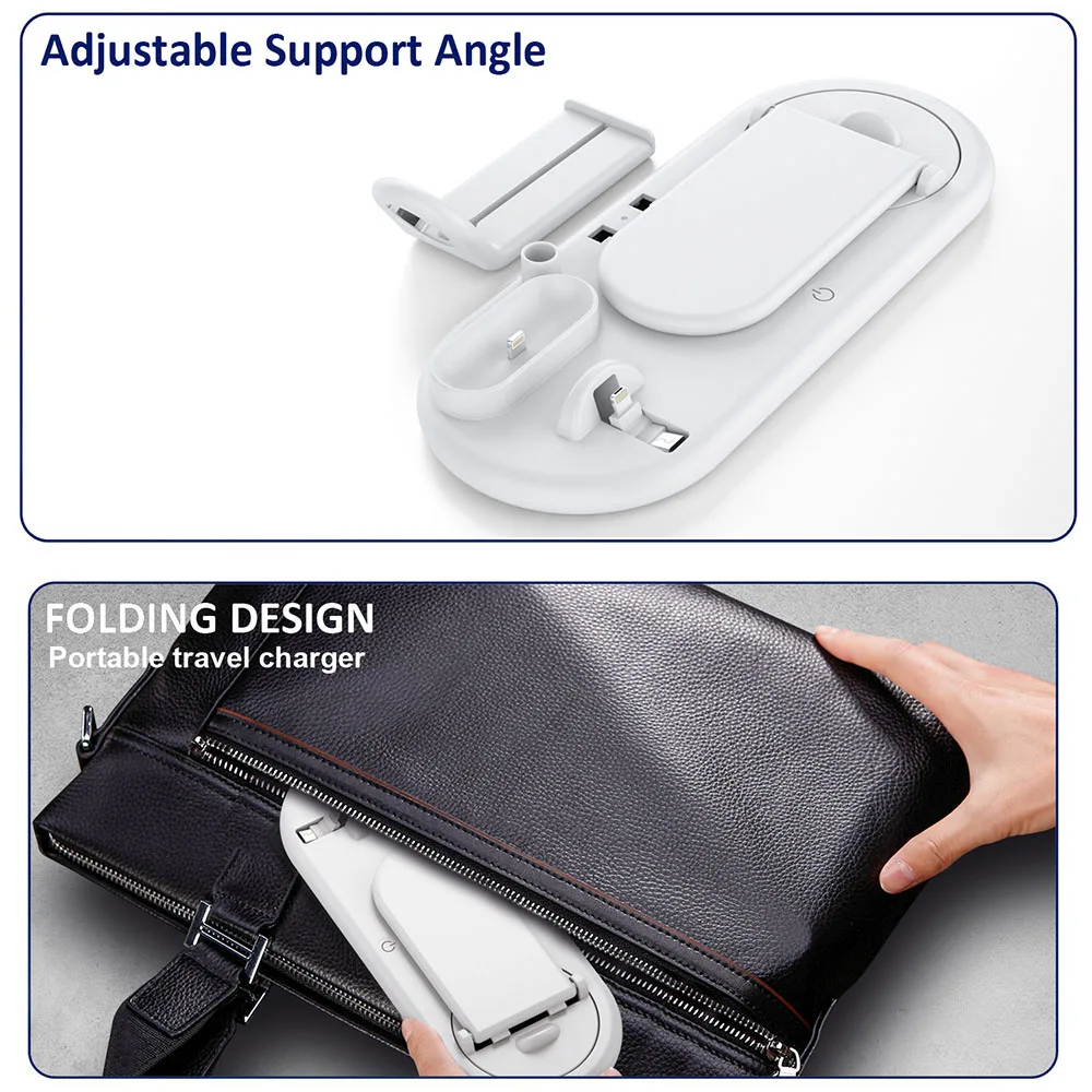 

7 in 1 10W Qi Fast Wireless Charger Stand Charging Dock Station for Airpods Pro iWatch For iPhone 11 2 XR X Apple Watch Foldable