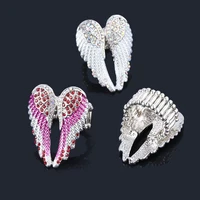 angel wings adjustable ring rhinestone ring christmas gift antique silver color fashion charm women mens jewelry