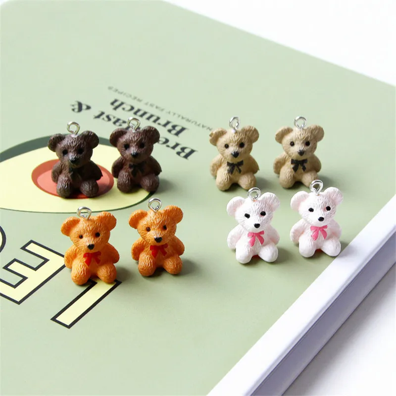 

10Pcs/lot 20x15mm Cute Bear Matte Resin Charms For Women Making DIY Necklace Keychain Pendant Jewelry Accessories