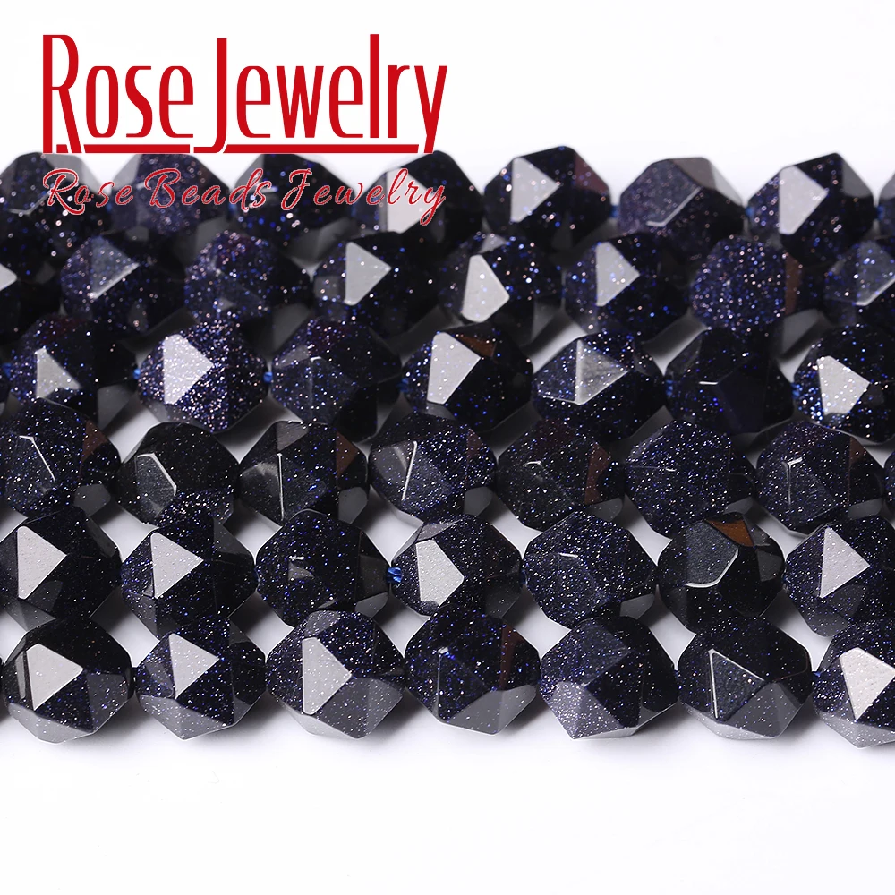 Оптовая продажа натуральный граненый голубой песчаник круглые бусины 15 &quot6/8/10/12