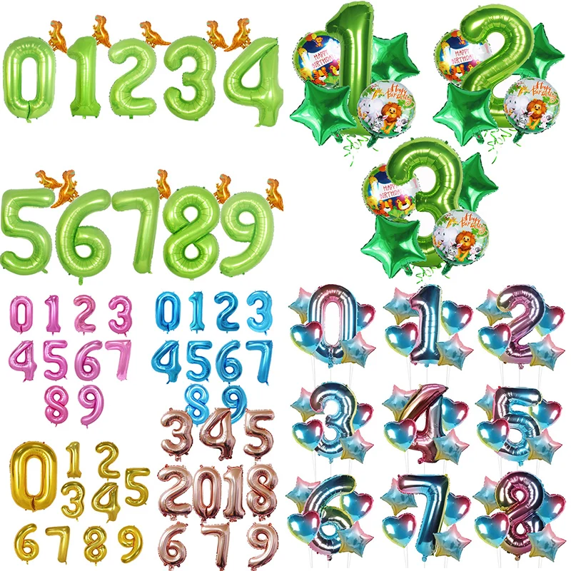 WEIGAO шары на день рождения розовые золотые из фольги в виде цифр 0 1 2 3 4 5 6 7 8 9 лет с