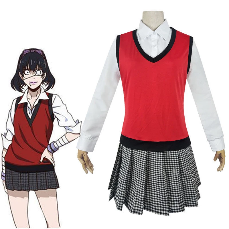 Аниме Kakegurui Midari Ikishima Косплей парики костюмы школьницы JK Униформа рубашка жилет