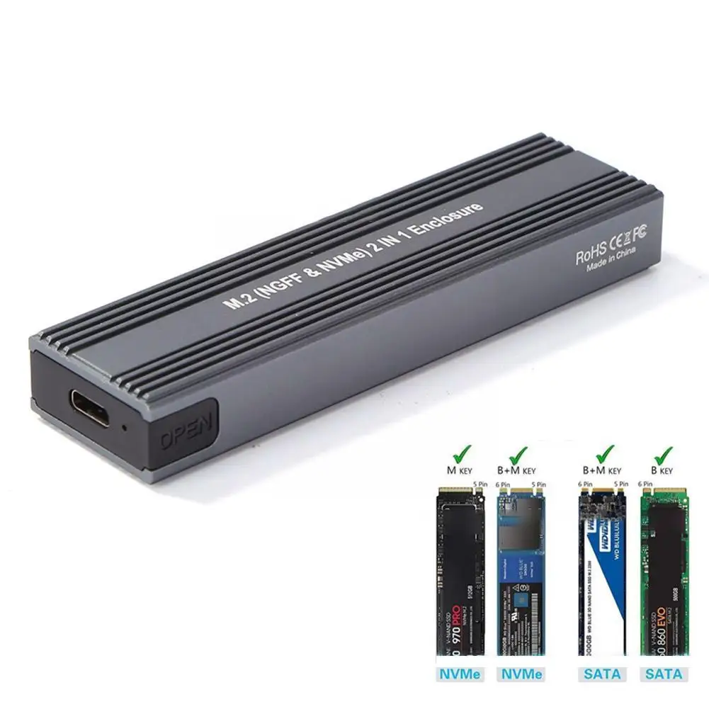 

External Hard Drive Chassis Supports Dual-protocol Enclosures Drive U9E3 SATA/NVME Dual-purpose Hard Q3R1