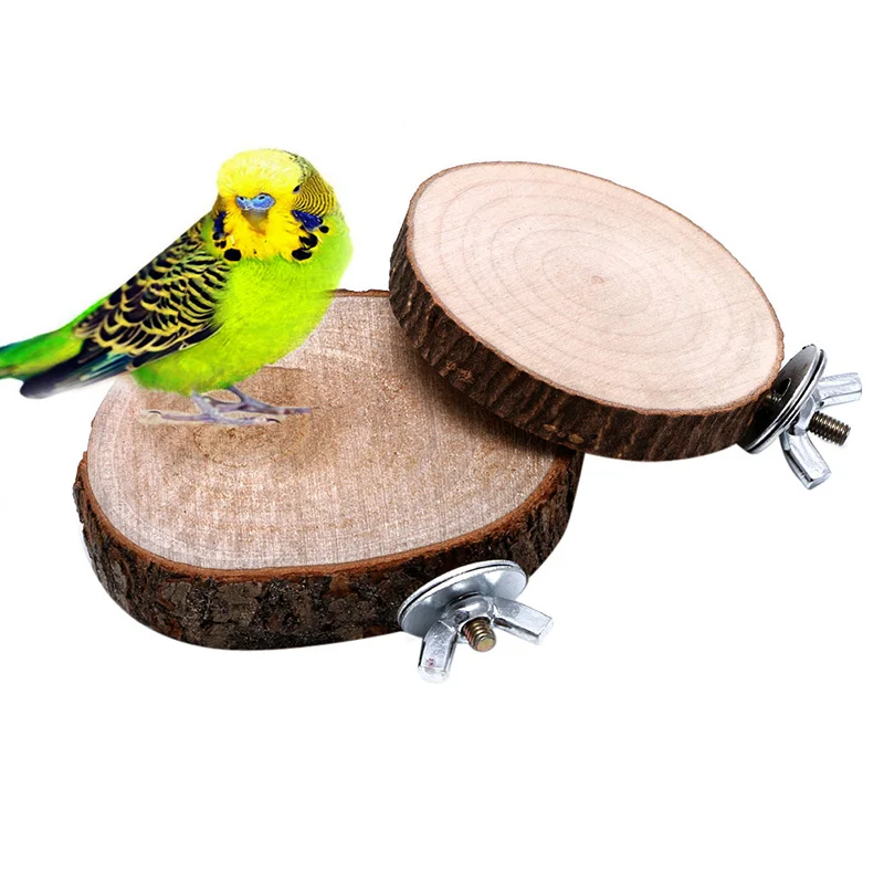 

Pet Bird Parrot Chew Toy Polishing/Unpolished Wooden Hanging Swing Stand Toys Birdcage Parakeet Cockatiel Cages Accessories