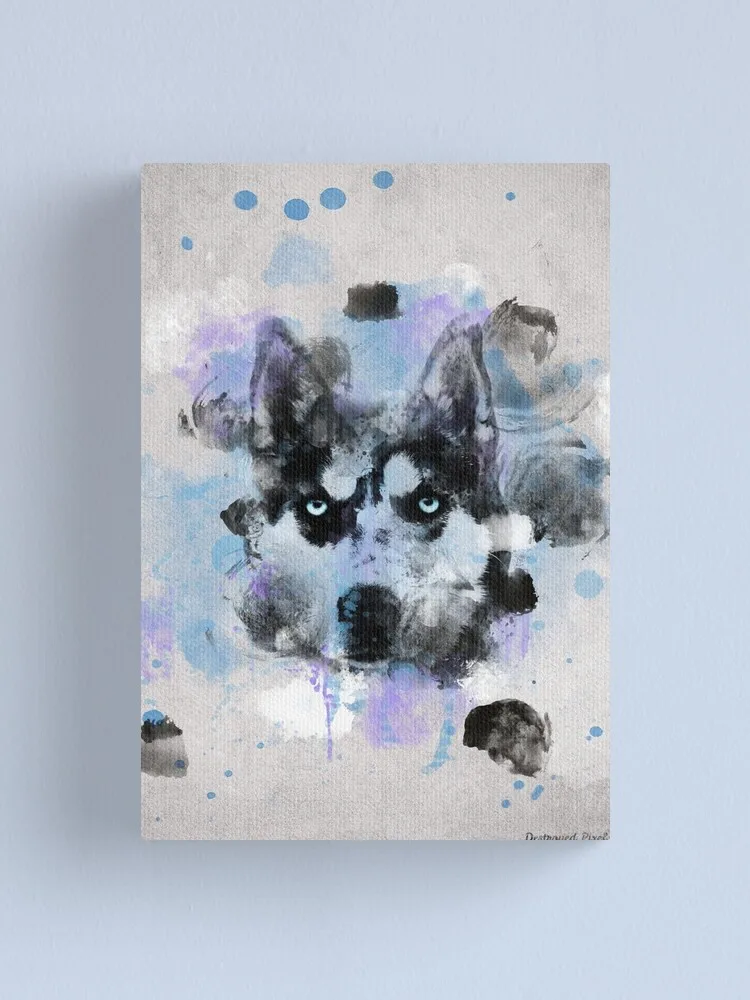 Животное собака сибирская Хаски черная стена художественные картины холст