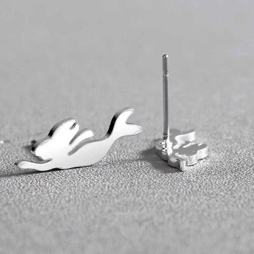 Серьги гвоздики Chandler из нержавеющей стали маленькие с рисунком морской русалки