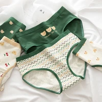 women cotton briefs cute bears print panties underwear elastic mid rise breathable health knickers girl soft lingerie underpants