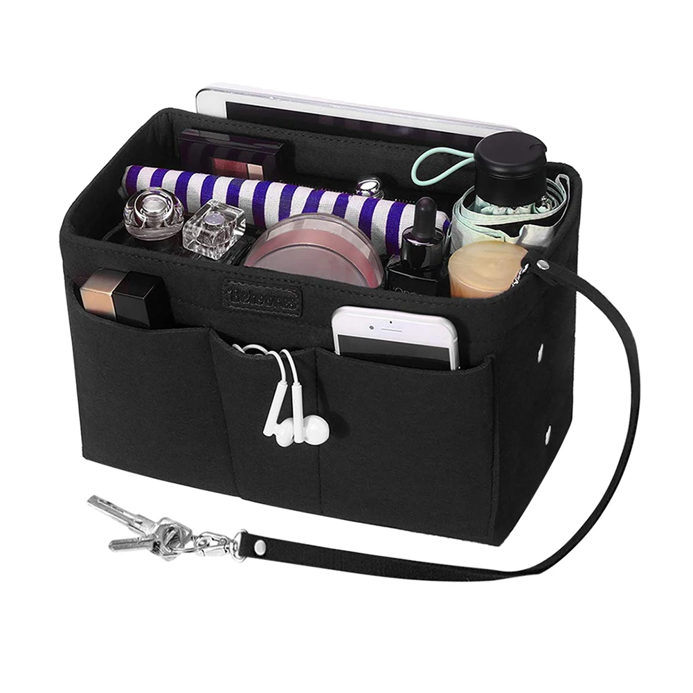 

Office Sundries Make Up Container Boxes Felt Cloth Inner Handbag Multi-pockets Cosmetic Storage Organizer Luggage Holder