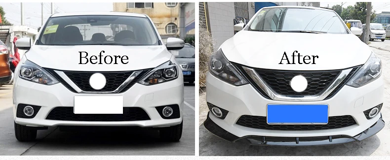 For Nissan- Sentra SYLPHY Front Bumper Sport Style Lip Lower Grille Diffuser Protector Spoiler Body Kit Cover Trim