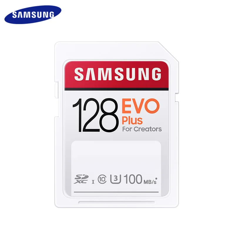 Original SAMSUNG SD Card EVO Plus 32GB 64GB 128GB 256GB SDHC SDXC High Speed Memory Card Class 10 UHS-III For FHD/4K UHD Camera