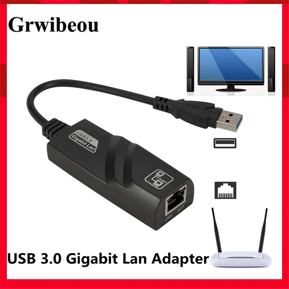 Wired USB 3.0 To Gigabit Ethernet RJ45 LAN (10/100/1000) Mbps Network Adapter Ethernet Network Card For PC Wholesales