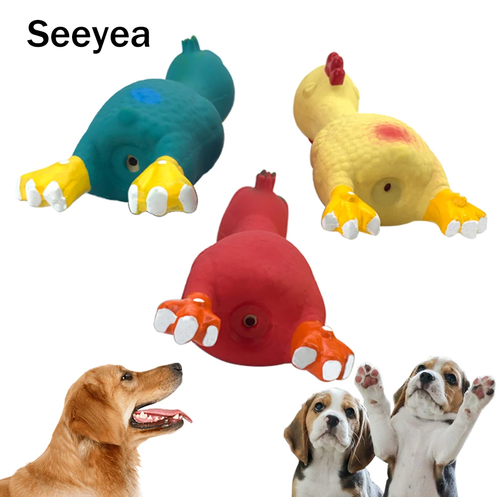 Natural Rubber Dog Toy Chicken Pet Latex Vocal Screaming Toys Cat Bite Bird Squeak Chew Duck Puppy Tooth Cleaning | Дом и сад