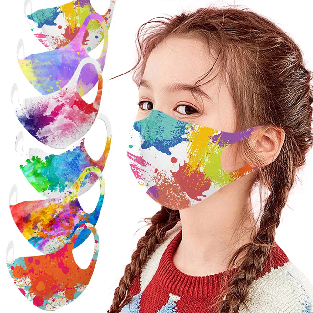 

Children Colorful Tie Dye Face Mask Sunscreen Breathable Thin Masks For Kids Child Gilrs Outdoor Playing Cyling Anti Dust Masks