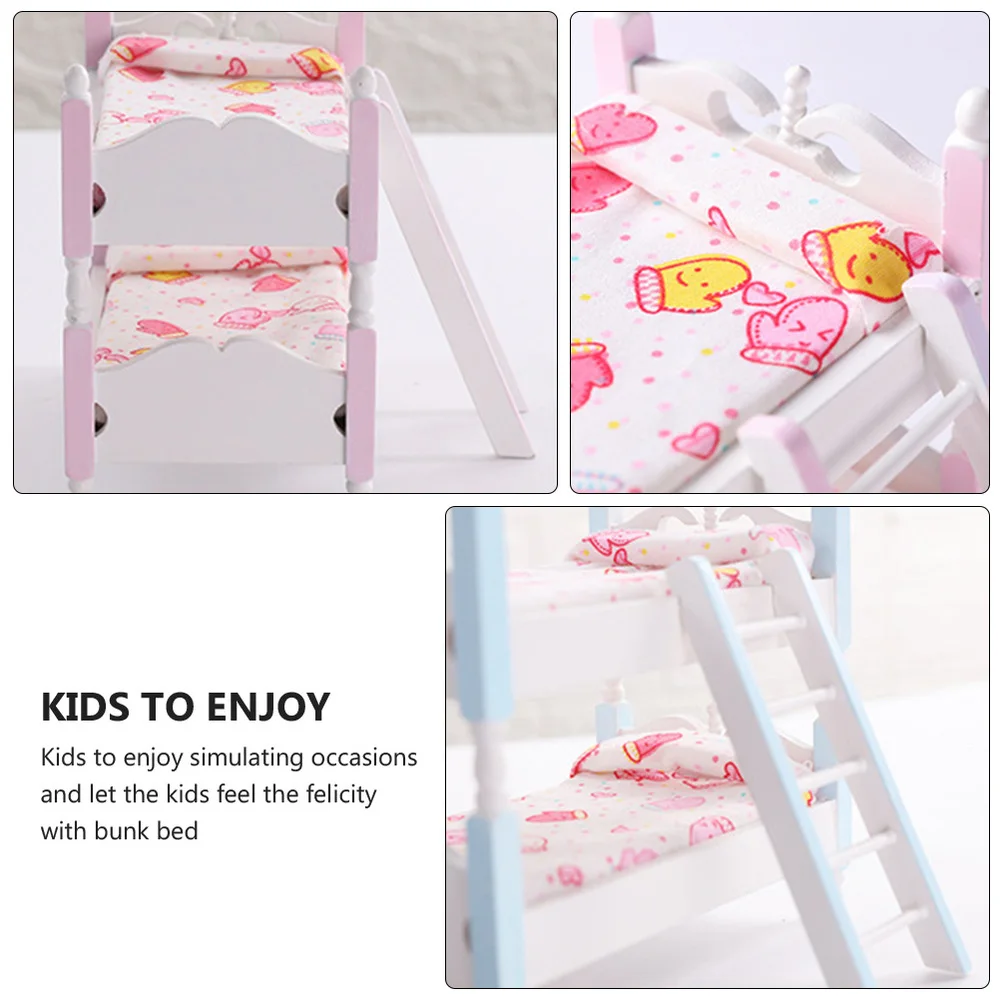 

1/12 Scale Miniature Furniture Wooden Bunk Bed 1:12 Doll House Decor
