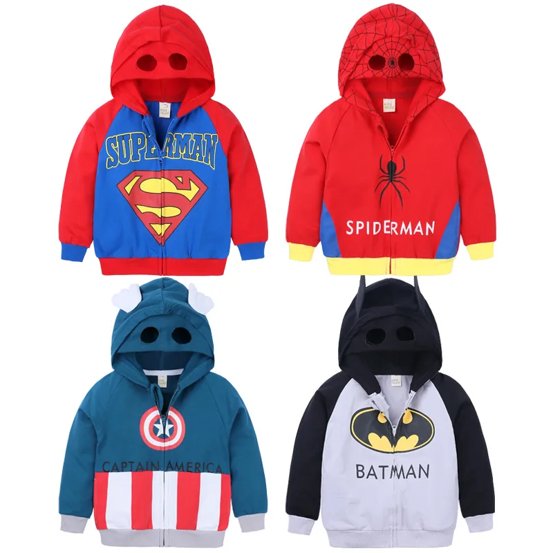 kids clothes Cosplay Captain America Batman Spider-Man Hoodie Short Sleeve/Long Sleeve 100% Cotton T-Shirt Boys Clothes |