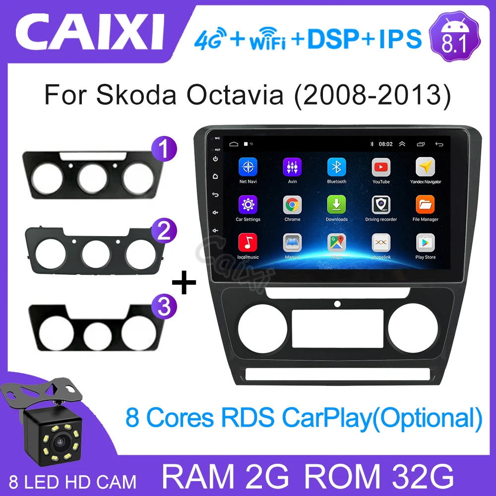 10 1 &quot2Din Android 8 для 2007 2014 Volkswagen SKODA Octavia 2 A5 автомобильный Радио Мультимедиа Видео