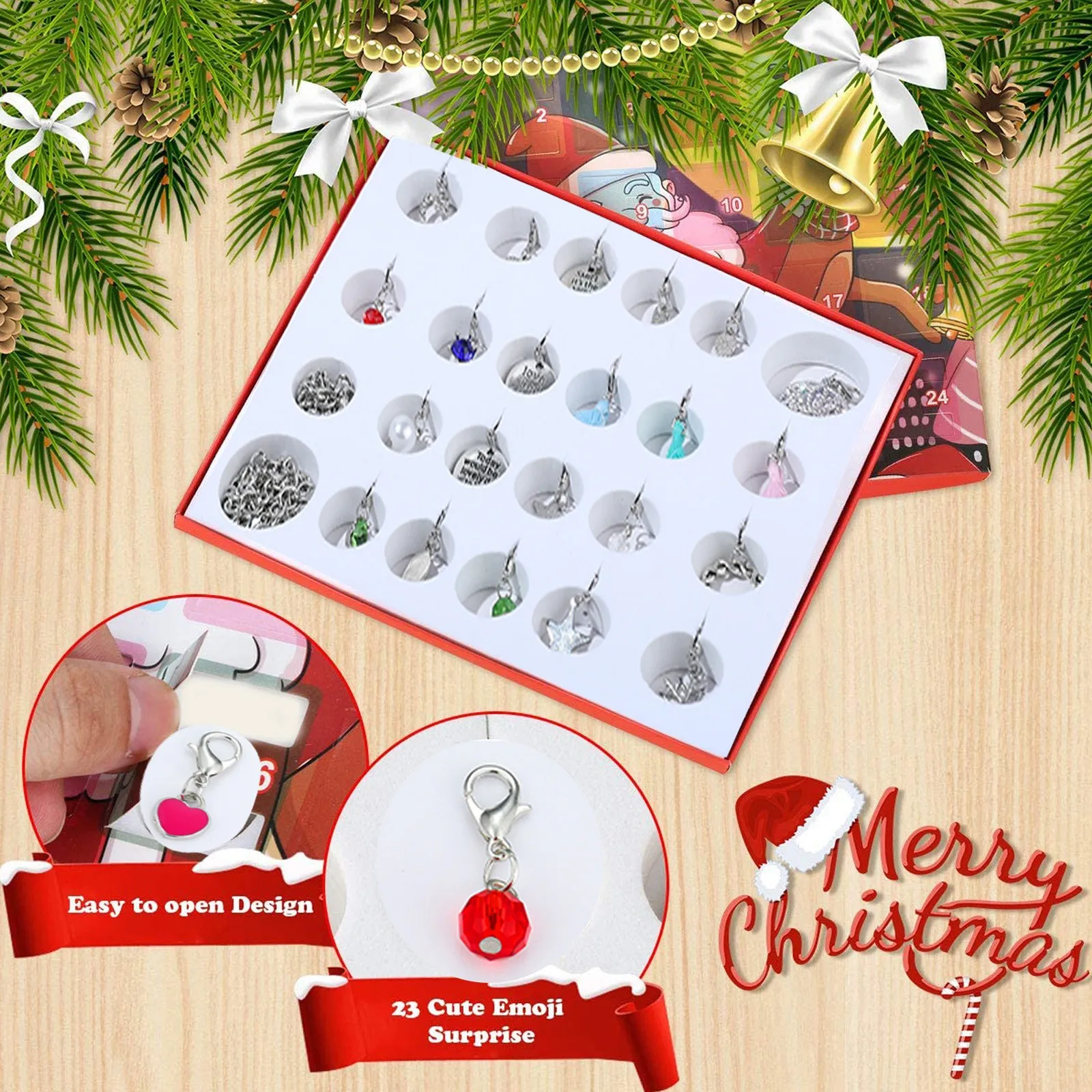 

24pcs Advent Calendar Set Diy Bracelet Accessories Jewelry Set Wonderful Xmas Gift For Children Christmas Countdown Calendar