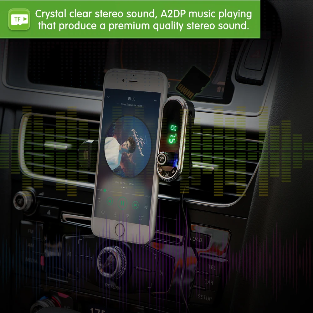 Многофункциональное зарядное устройство для телефона быстрое USB FM-передатчик