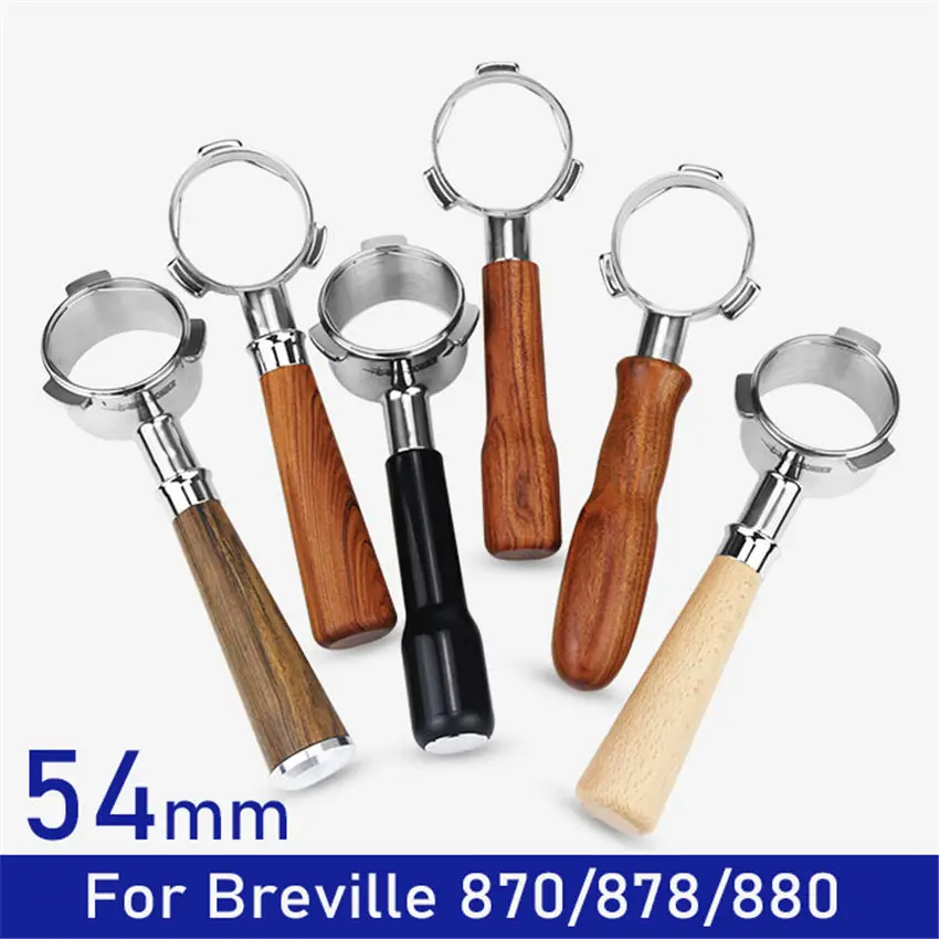 54mm Coffee Bottomless Portafilter For Breville 870/878/880 Filter Basket Stainless Steel Replacement Espresso Machine Accessory