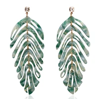 2020 big tree leaves long pendant acrylic bohemian earrings for women fashion colorful drop acetate girls boho simple za earings