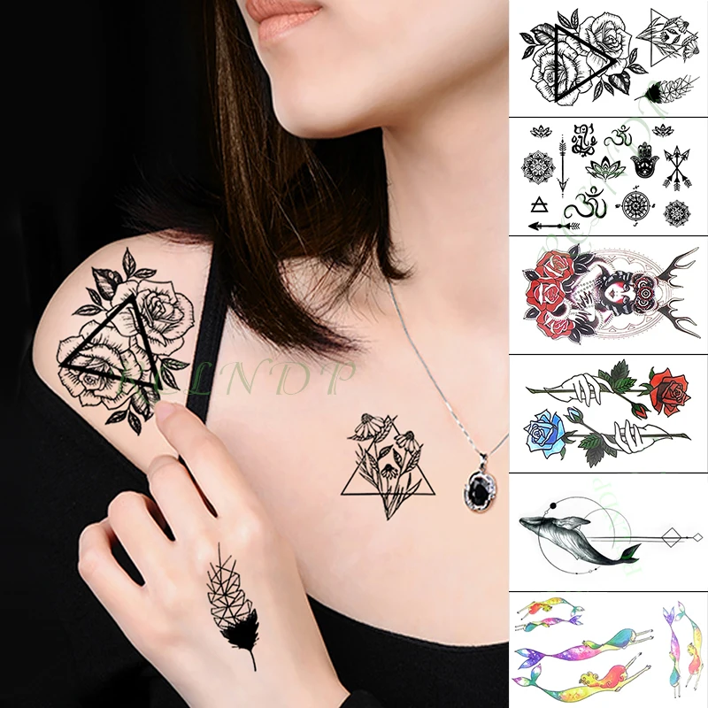 Waterproof Temporary Tattoo Sticker Deer Flower Wolf Fox Animal Fake Tatto Hand Arm Foot Flash Tatoo for Kid Girl Men Women | Красота и