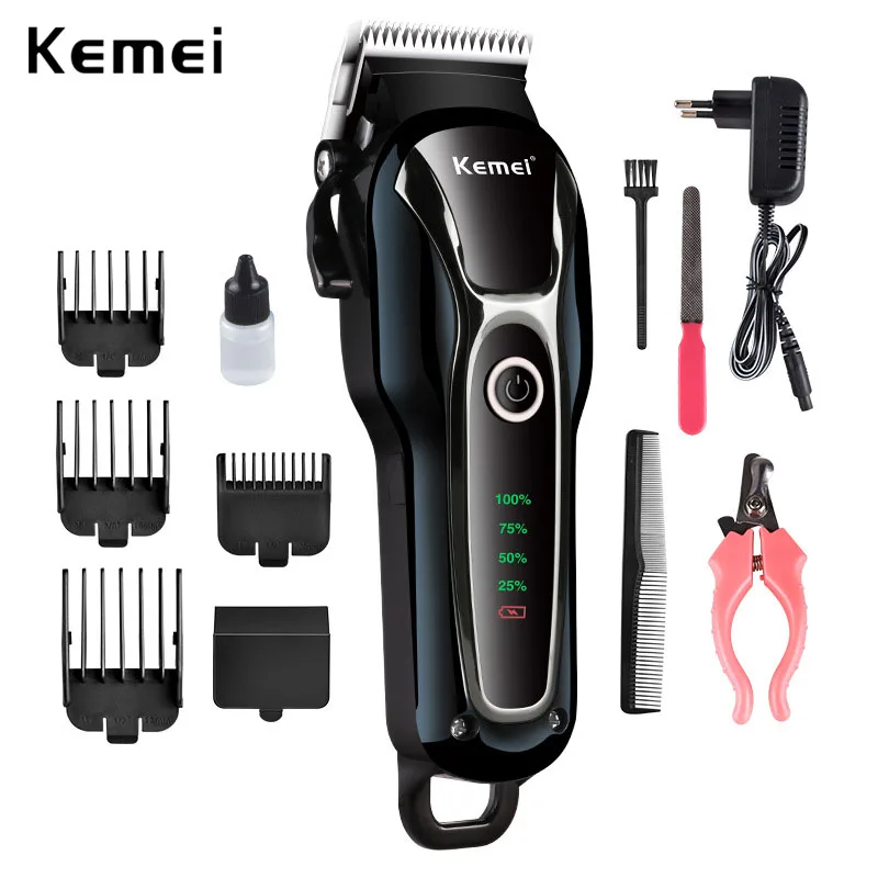 110 v-240 v kemei собака клипер комплект для ухода за шерстью домашних животных Триммер для волос, триммер для стрижки волос для мужчин электробритва животных Машинка для стрижки волос