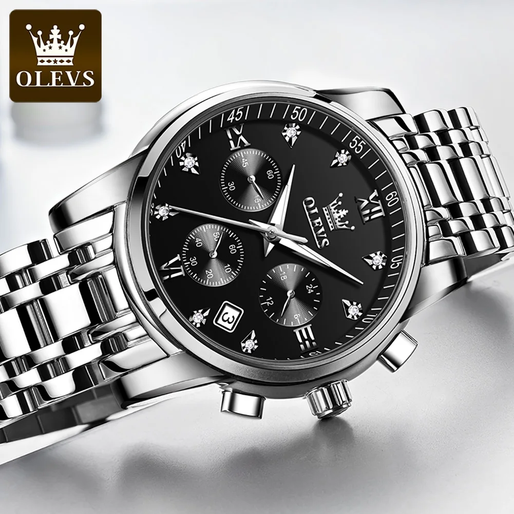 Мужские часы OLEVS роскошные брендовые водонепроницаемые с календарем наручные