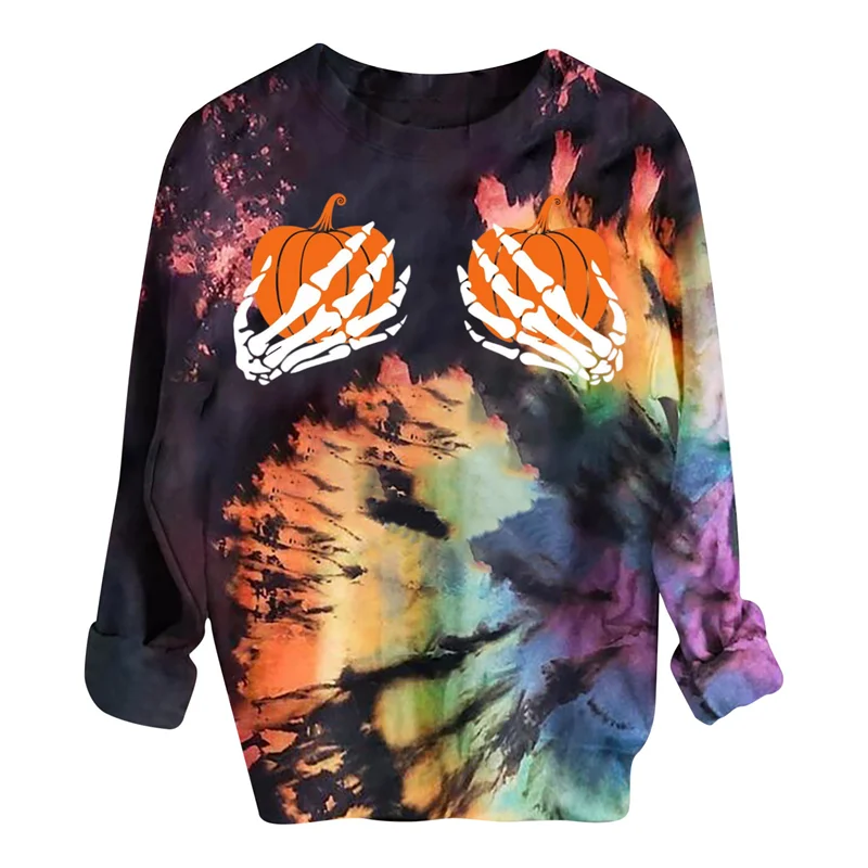 

Fashion 2021 Autumn And Winter New Women's Sweatshirt Round Neck Long-Sleeved Sweater 3D Tie-Dye Art Printing Pullover Top
