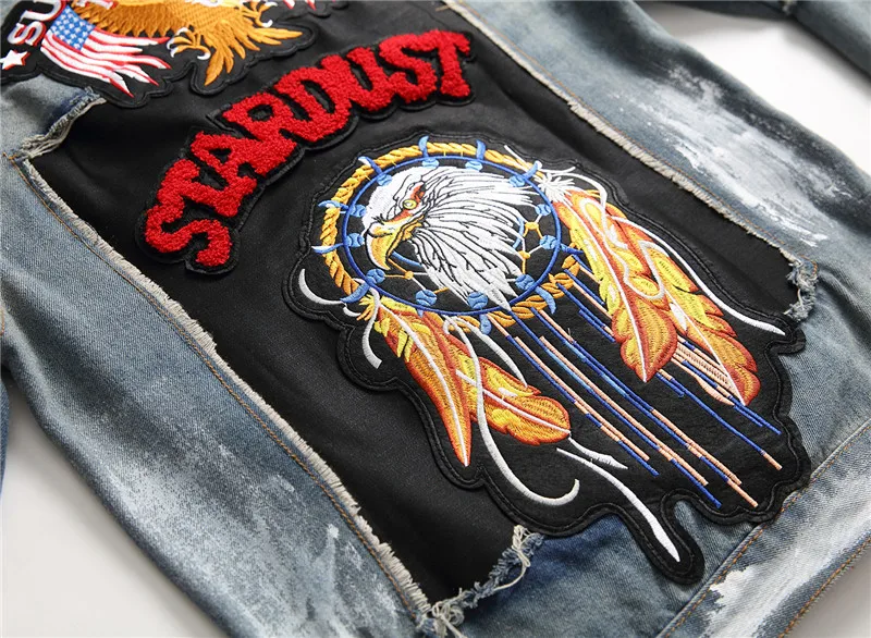 Винтажные мужские джинсовые куртки в европейском и американском стиле рваные с