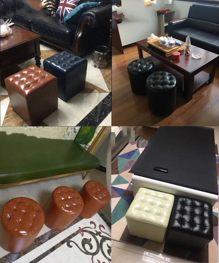 Антикварный диван-табурет из натуральной кожи домашний табурет для гостиной