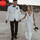 Пикантное пляжное свадебное платье с V-образным вырезом, мягкое атласное свадебное платье-русалка в стиле бохо, свадебное платье с открытой спиной, свадебное платье, 2020