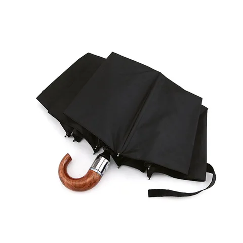 Зонт Автоматический, с 10 спицами, изогнутый, мужской, кожаный, с деревянной ручкой, Деловой, в британском стиле, черный, складной, для автомобиля