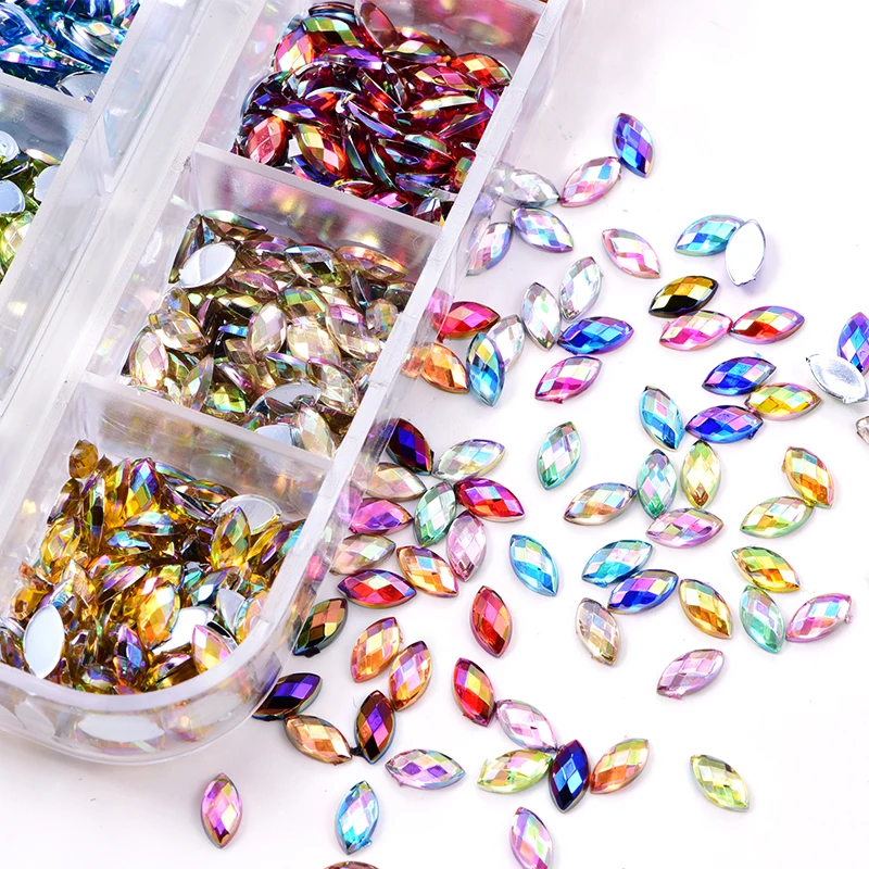 Кристаллическое Украшение конский глаз AB набор Стразы без горячей фиксации 1200