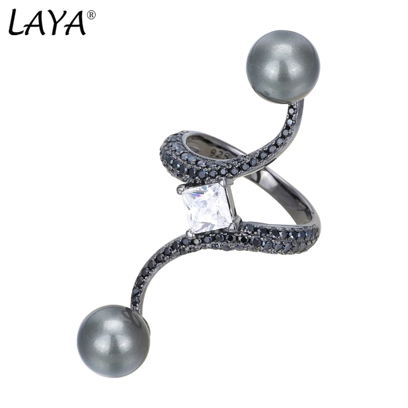 

Laya 925 Sterling Silver High Quality AAAAA Zirconium Pop Pearl Ring For Women Party Fashion Birthday Jewelry 2021 Trend