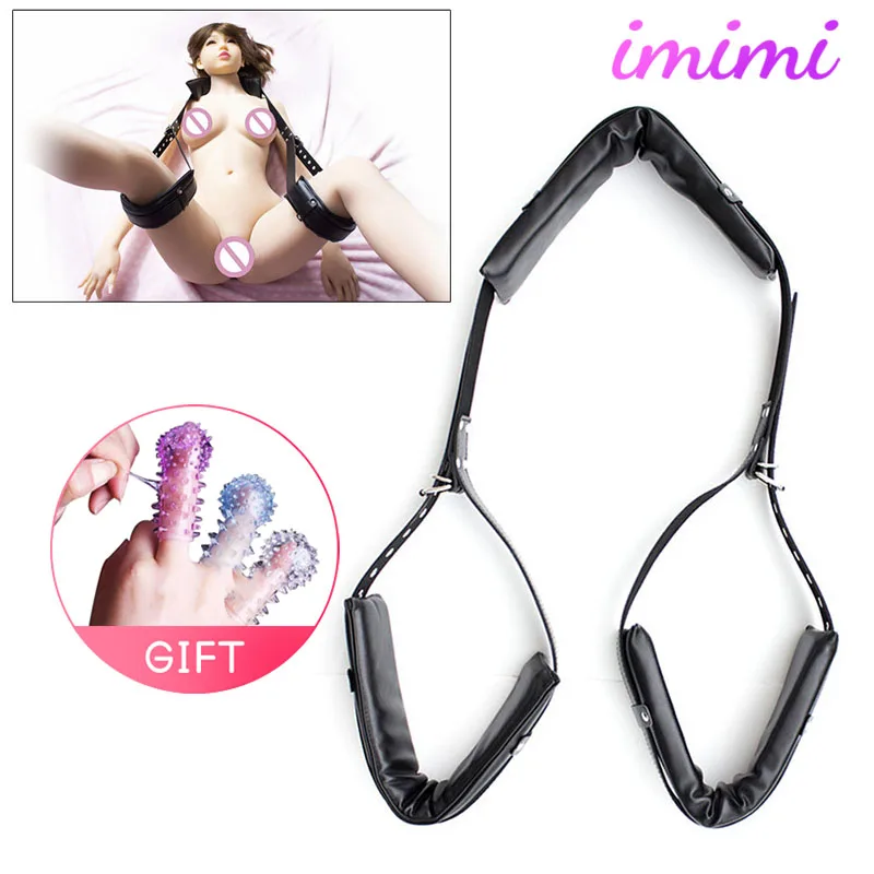 Взрослые игры кожаные наручники до щиколотки БДСМ бондаж открытый фиксатор для