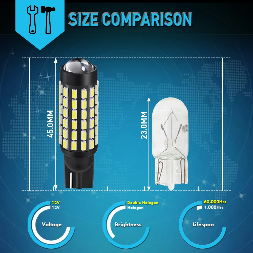2x высокое качество T10 светодиодный автомобильный светильник W5W Led 168 194 3014SMD белая